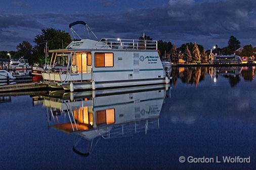 Twilight Houseboat_25558.jpg - Photographed along the Rideau Canal Waterway at Smiths Falls, Ontario, Canada.